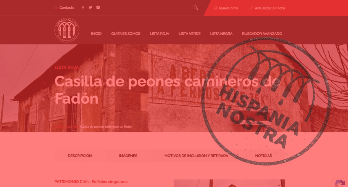 La casilla de peones camineros de Fadón, en la Lista Roja del Patrimonio